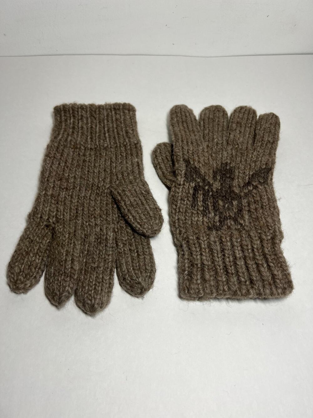 Polo Ralph Lauren Men's Brown Thick Wool Thunderbird Knit Gloves One Size